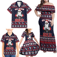 Funny Santa Six Seven Bruh Christmas Family Matching Off Shoulder Maxi Dress and Hawaiian Shirt Meme Gen Alpha Slang - Wonder Print Shop