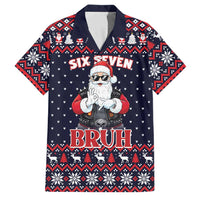 Funny Santa Six Seven Bruh Christmas Family Matching Off Shoulder Short Dress and Hawaiian Shirt Meme Gen Alpha Slang - Wonder Print Shop