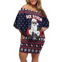 Funny Santa Six Seven Bruh Christmas Family Matching Off Shoulder Short Dress and Hawaiian Shirt Meme Gen Alpha Slang - Wonder Print Shop