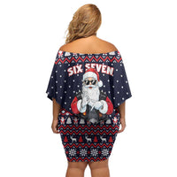 Funny Santa Six Seven Bruh Christmas Family Matching Off Shoulder Short Dress and Hawaiian Shirt Meme Gen Alpha Slang - Wonder Print Shop