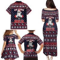 Funny Santa Six Seven Bruh Christmas Family Matching Puletasi and Hawaiian Shirt Meme Gen Alpha Slang - Wonder Print Shop