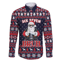 Funny Santa Six Seven Bruh Christmas Family Matching Short Sleeve Bodycon Dress and Hawaiian Shirt Meme Gen Alpha Slang - Wonder Print Shop