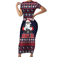 Funny Santa Six Seven Bruh Christmas Family Matching Short Sleeve Bodycon Dress and Hawaiian Shirt Meme Gen Alpha Slang - Wonder Print Shop