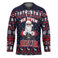Funny Santa Six Seven Bruh Christmas Hockey Jersey Meme Gen Alpha Slang - Wonder Print Shop