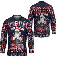 Funny Santa Six Seven Bruh Christmas Hockey Jersey Meme Gen Alpha Slang - Wonder Print Shop