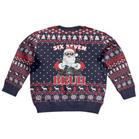 Funny Santa Six Seven Bruh Christmas Kid Ugly Christmas Sweater Meme Gen Alpha Slang - Wonder Print Shop