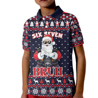Funny Santa Six Seven Bruh Christmas Kid Polo Shirt Meme Gen Alpha Slang - Wonder Print Shop
