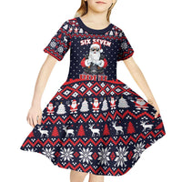 Funny Santa Six Seven Bruh Christmas Kid Short Sleeve Dress Meme Gen Alpha Slang - Wonder Print Shop