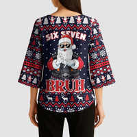 Funny Santa Six Seven Bruh Christmas Kimono Sleeve Blouse Meme Gen Alpha Slang - Wonder Print Shop