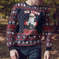 Funny Santa Six Seven Bruh Christmas Ugly Christmas Sweater Meme Gen Alpha Slang - Wonder Print Shop