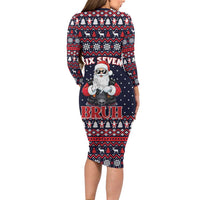 Funny Santa Six Seven Bruh Christmas Long Sleeve Bodycon Dress Meme Gen Alpha Slang - Wonder Print Shop