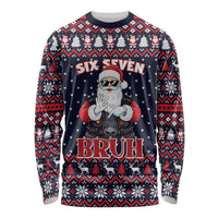 Funny Santa Six Seven Bruh Christmas Long Sleeve Shirt Meme Gen Alpha Slang - Wonder Print Shop