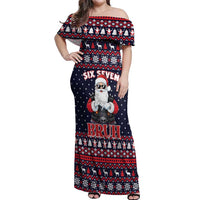 Funny Santa Six Seven Bruh Christmas Off Shoulder Maxi Dress Meme Gen Alpha Slang - Wonder Print Shop