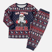 Funny Santa Six Seven Bruh Christmas Pajama Set Meme Gen Alpha Slang - Wonder Print Shop