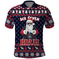 Funny Santa Six Seven Bruh Christmas Polo Shirt Meme Gen Alpha Slang - Wonder Print Shop