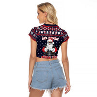 Funny Santa Six Seven Bruh Christmas Raglan Cropped T Shirt Meme Gen Alpha Slang - Wonder Print Shop