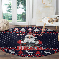 Funny Santa Six Seven Bruh Christmas Round Carpet Meme Gen Alpha Slang - Wonder Print Shop