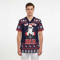 Funny Santa Six Seven Bruh Christmas Scrub Top Meme Gen Alpha Slang - Wonder Print Shop