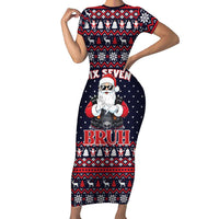 Funny Santa Six Seven Bruh Christmas Short Sleeve Bodycon Dress Meme Gen Alpha Slang - Wonder Print Shop