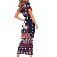 Funny Santa Six Seven Bruh Christmas Short Sleeve Bodycon Dress Meme Gen Alpha Slang - Wonder Print Shop