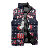 Funny Santa Six Seven Bruh Christmas Sleeveless Puffer Jacket Meme Gen Alpha Slang - Wonder Print Shop