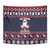 Funny Santa Six Seven Bruh Christmas Tapestry Meme Gen Alpha Slang - Wonder Print Shop