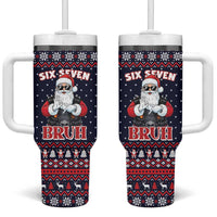Funny Santa Six Seven Bruh Christmas Tumbler With Handle Meme Gen Alpha Slang - Wonder Print Shop