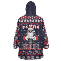 Funny Santa Six Seven Bruh Christmas Wearable Blanket Hoodie Meme Gen Alpha Slang - Wonder Print Shop