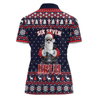 Funny Santa Six Seven Bruh Christmas Women Polo Shirt Meme Gen Alpha Slang - Wonder Print Shop