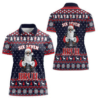 Funny Santa Six Seven Bruh Christmas Women Polo Shirt Meme Gen Alpha Slang - Wonder Print Shop