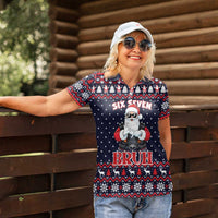 Funny Santa Six Seven Bruh Christmas Women Polo Shirt Meme Gen Alpha Slang - Wonder Print Shop