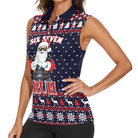 Funny Santa Six Seven Bruh Christmas Women Sleeveless Polo Shirt Meme Gen Alpha Slang - Wonder Print Shop