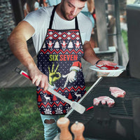 Grinch Hand Six Seven Xmas Apron Meme Gen Alpha Slang - Wonder Print Shop