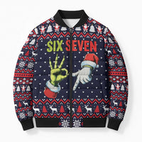 Grinch Hand Six Seven Xmas Bomber Puffer Jacket Meme Gen Alpha Slang - Wonder Print Shop