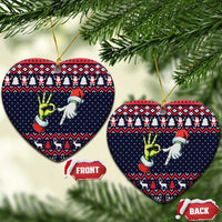 Grinch Hand Six Seven Xmas Ceramic Ornament Meme Gen Alpha Slang - Wonder Print Shop
