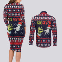 Grinch Hand Six Seven Xmas Couples Matching Long Sleeve Bodycon Dress and Long Sleeve Button Shirt Meme Gen Alpha Slang - Wonder Print Shop