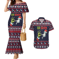 Grinch Hand Six Seven Xmas Couples Matching Mermaid Dress and Hawaiian Shirt Meme Gen Alpha Slang - Wonder Print Shop
