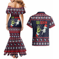 Grinch Hand Six Seven Xmas Couples Matching Mermaid Dress and Hawaiian Shirt Meme Gen Alpha Slang - Wonder Print Shop