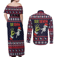 Grinch Hand Six Seven Xmas Couples Matching Off Shoulder Maxi Dress and Long Sleeve Button Shirt Meme Gen Alpha Slang - Wonder Print Shop