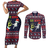 Grinch Hand Six Seven Xmas Couples Matching Short Sleeve Bodycon Dress and Long Sleeve Button Shirt Meme Gen Alpha Slang - Wonder Print Shop