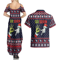 Grinch Hand Six Seven Xmas Couples Matching Summer Maxi Dress and Hawaiian Shirt Meme Gen Alpha Slang - Wonder Print Shop