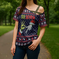 Grinch Hand Six Seven Xmas Cross Shoulder Shirt Meme Gen Alpha Slang - Wonder Print Shop