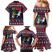 Grinch Hand Six Seven Xmas Family Matching Mermaid Dress and Hawaiian Shirt Meme Gen Alpha Slang - Wonder Print Shop