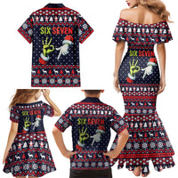 Grinch Hand Six Seven Xmas Family Matching Mermaid Dress and Hawaiian Shirt Meme Gen Alpha Slang - Wonder Print Shop