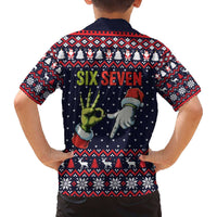 Grinch Hand Six Seven Xmas Family Matching Off The Shoulder Long Sleeve Dress and Hawaiian Shirt Meme Gen Alpha Slang - Wonder Print Shop