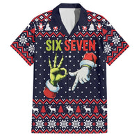 Grinch Hand Six Seven Xmas Family Matching Off The Shoulder Long Sleeve Dress and Hawaiian Shirt Meme Gen Alpha Slang - Wonder Print Shop