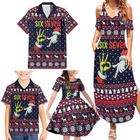Grinch Hand Six Seven Xmas Family Matching Summer Maxi Dress and Hawaiian Shirt Meme Gen Alpha Slang - Wonder Print Shop