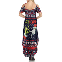Grinch Hand Six Seven Xmas Family Matching Summer Maxi Dress and Hawaiian Shirt Meme Gen Alpha Slang - Wonder Print Shop