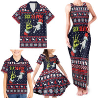 Grinch Hand Six Seven Xmas Family Matching Tank Maxi Dress and Hawaiian Shirt Meme Gen Alpha Slang - Wonder Print Shop