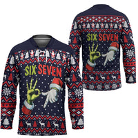 Grinch Hand Six Seven Xmas Hockey Jersey Meme Gen Alpha Slang - Wonder Print Shop